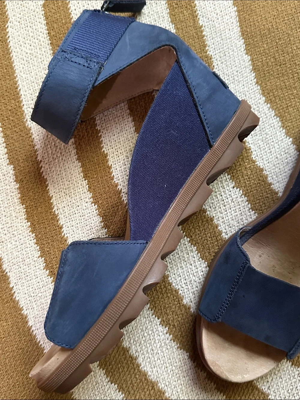 Sorel Women’s Navy Wedge Sandals with Ankle Strap